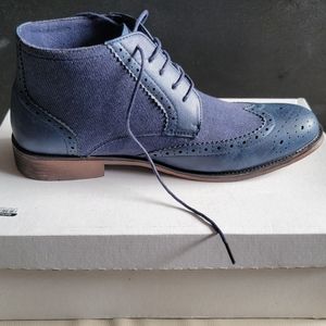 Faux suade blue men's dress shoe